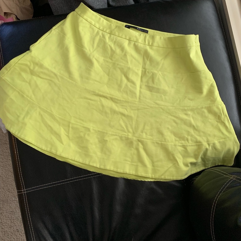 Neon yellow mini skirt
